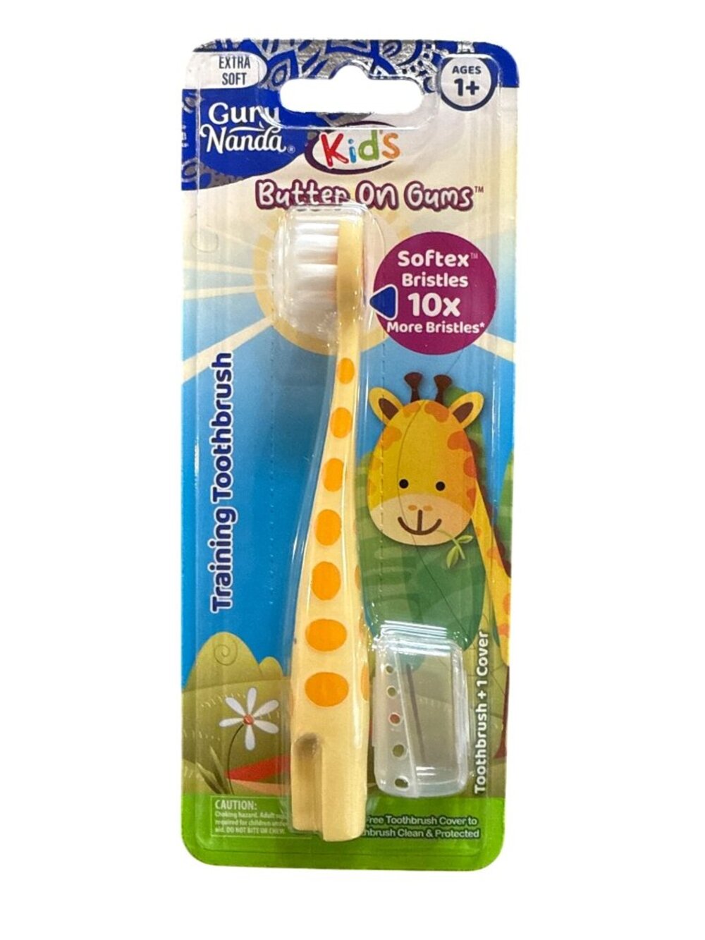 GuruNanda GIRAFFE Kids Training Toothbrush Butter On Gums Softex Bristles+Cover